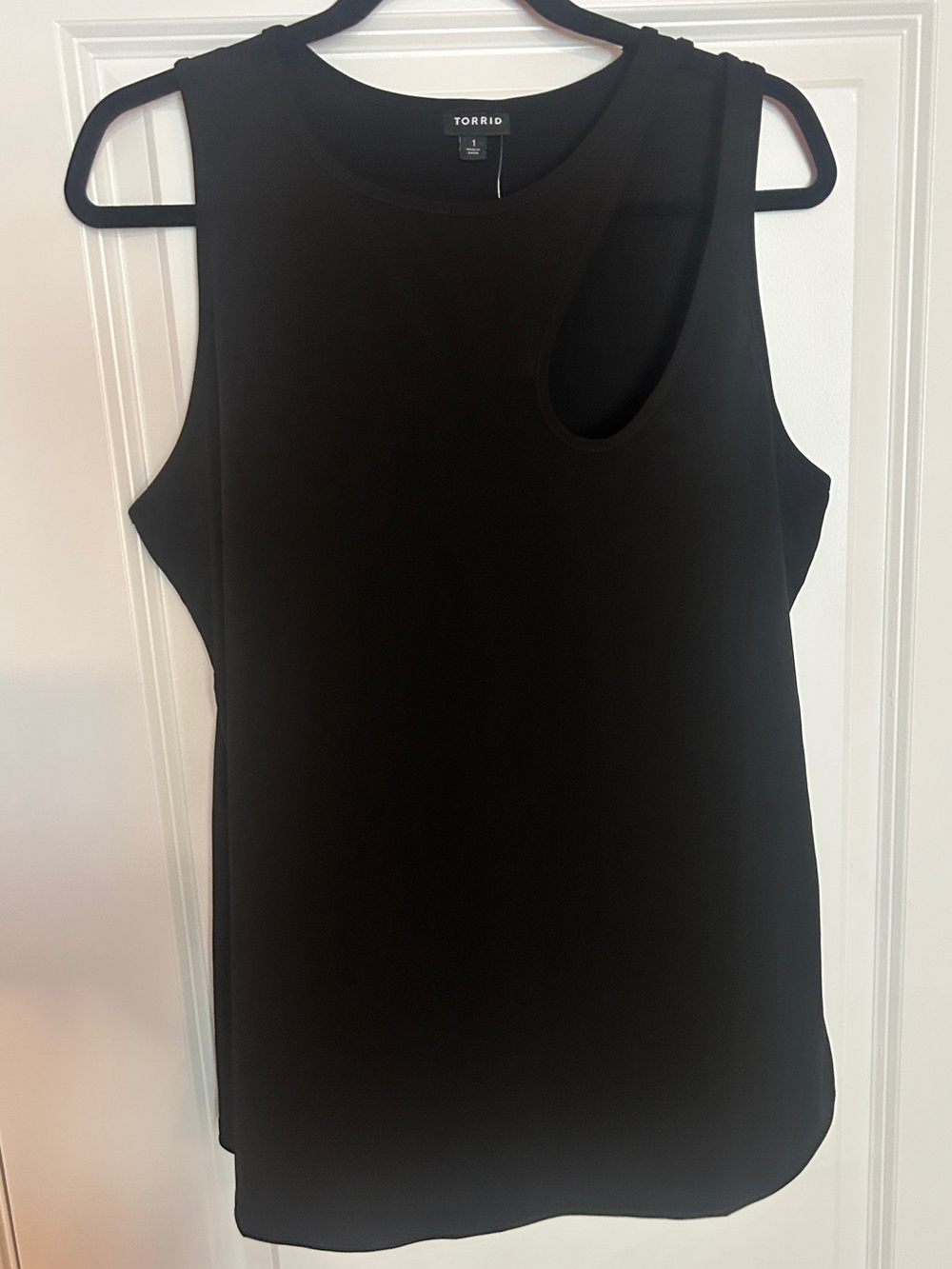 torrid Black Asymmetric Cutout Muscle Tank